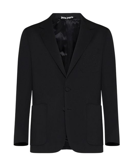 Palm Angels Black Single-Breasted Tailored Blazer for men