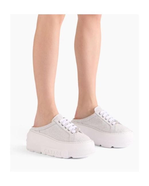 Casadei White Cassiopea Platform Slip-Ons