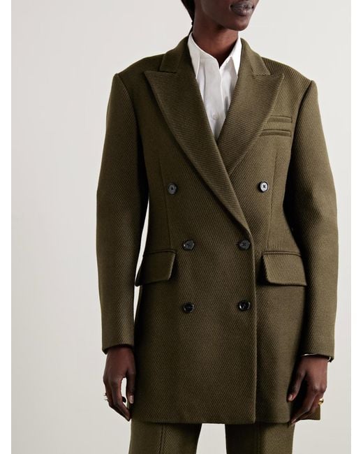 Proenza Schouler Green Double-Breasted Suit Jacket