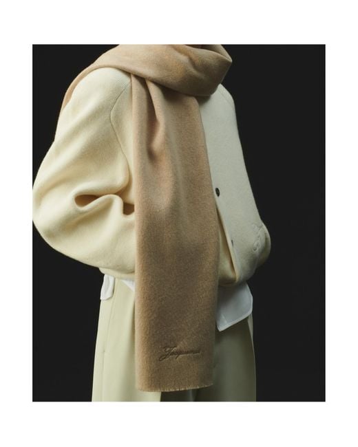 Jacquemus Natural Logo Embroidered Scarf for men