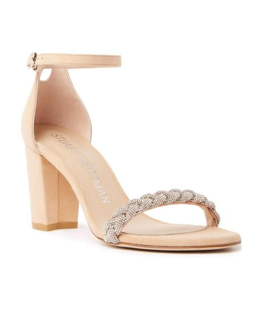 Stuart Weitzman Natural Nudistcurve 80Mm Embellished Sandals