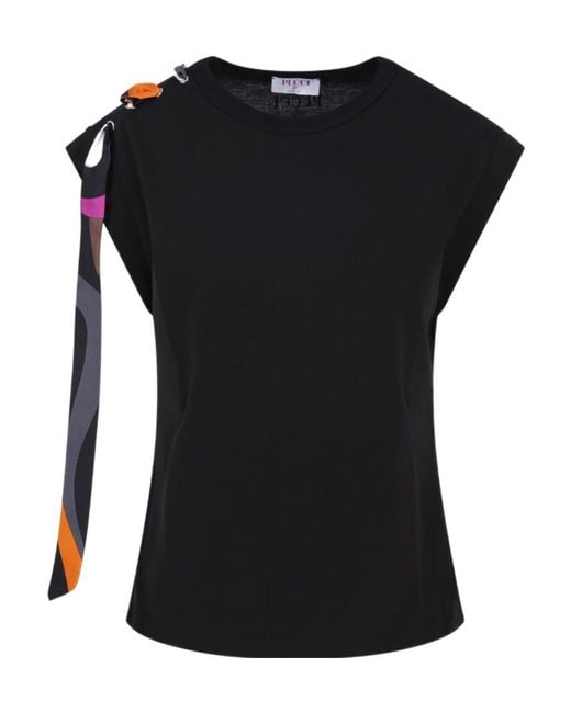 Emilio Pucci Black Iride-Print Cotton Top