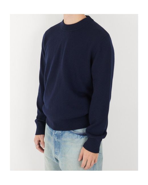 sunflower Blue Crew Neck Wool Knit Sweater for men