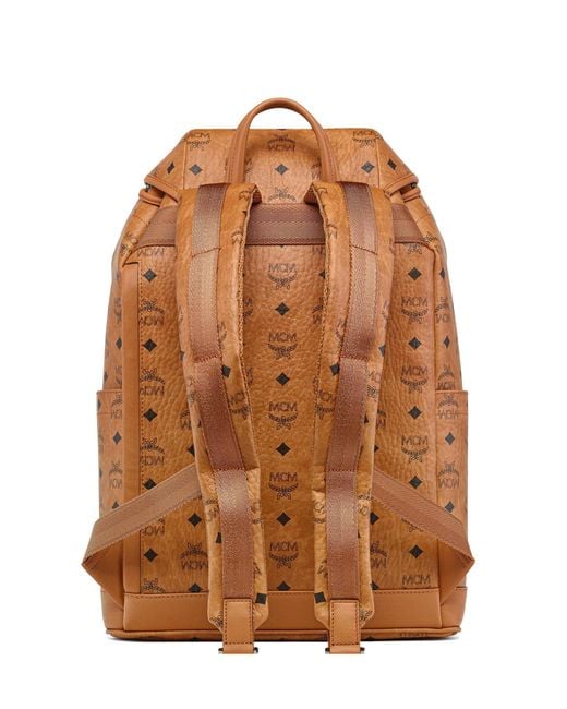MCM Brown Monogram Printed Buckled Backpack