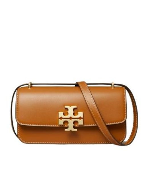 Tory Burch Brown Convertible Eleanor Foldover Top Small Shoulder Bag