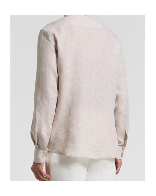 Peserico White Long-Sleeved Button-Up Shirt for men