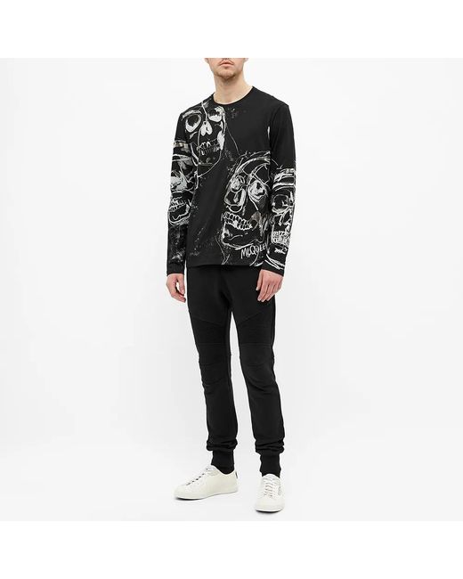McQueen Black Skull Print T-Shirt for men