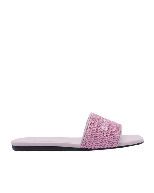 Givenchy Purple 4G Raffia Flat Mules