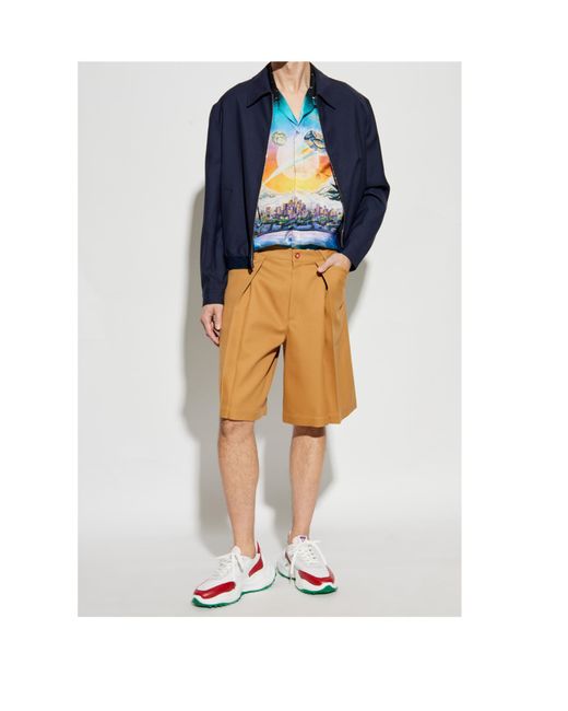 Casablanca Yellow Pleat-Detailing Shorts for men