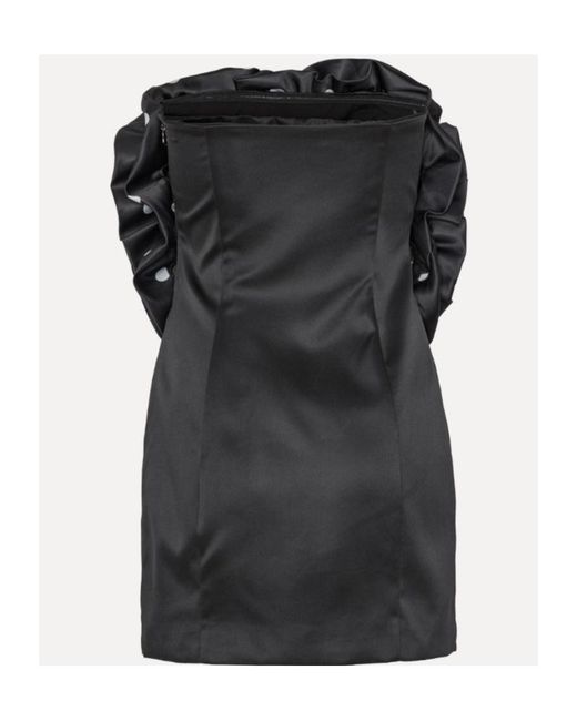 ROTATE BIRGER CHRISTENSEN Black Ruffled One-Shoulder Dress