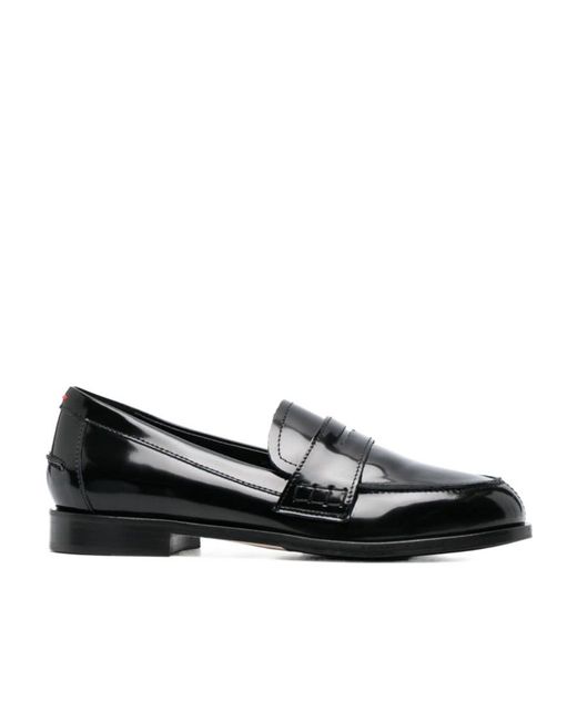 Aeyde Black Penny-Slot Leather Loafers