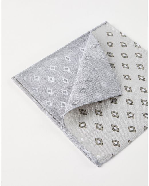Brunello Cucinelli Gray Diamond Silk Pocket Square Scarf for men