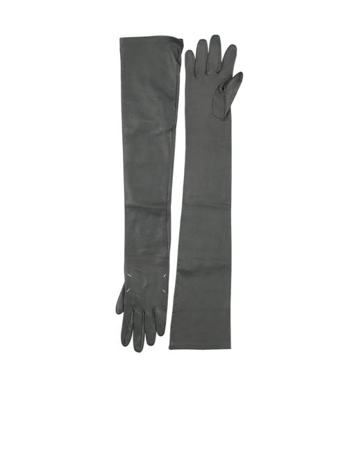 Maison Margiela Gray Two-Tone Leather Gloves