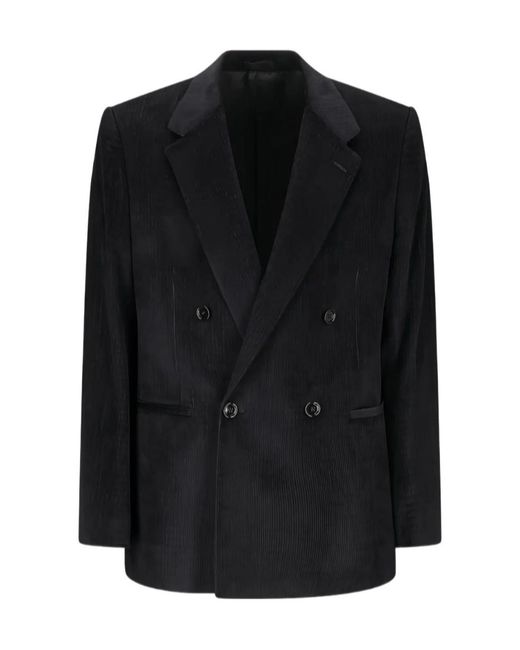 Lardini Black Double-Breasted Corduroy Jacket for men