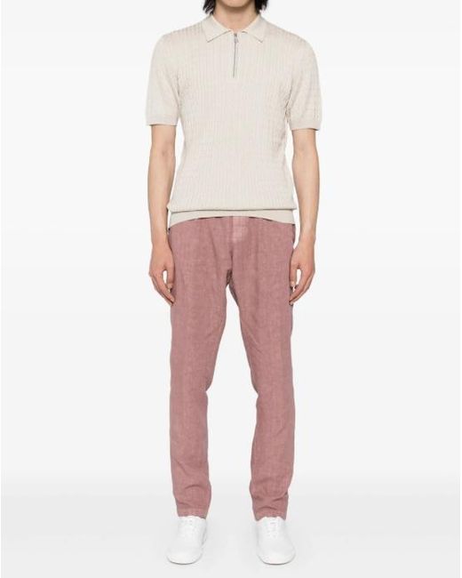 Eleventy White Cable-Knit Polo Shirt for men