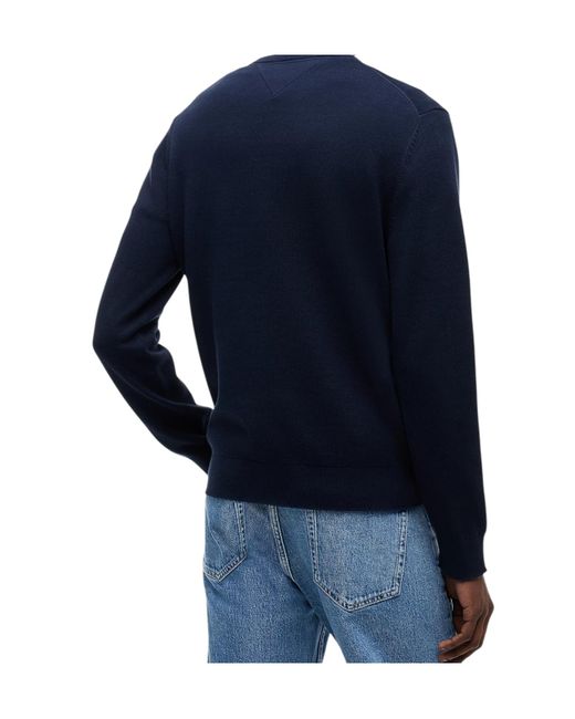 Tommy Hilfiger Blue Tommy Flag Embroidery Lightweight Slim Jumper for men