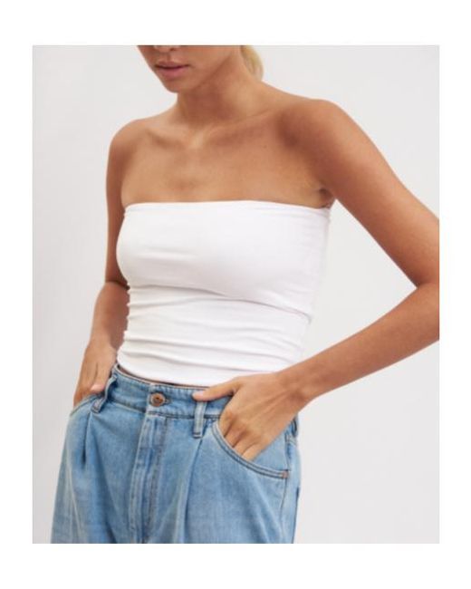 Brunello Cucinelli White Strapless Stretched Top