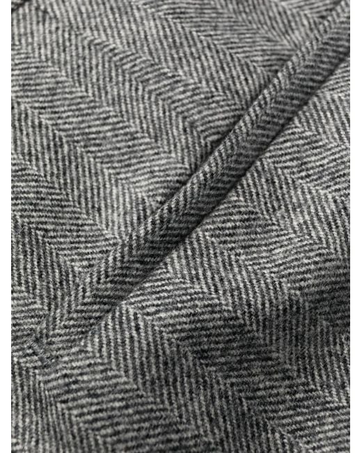 Brunello Cucinelli Gray Herringbone Tailored Pants for men