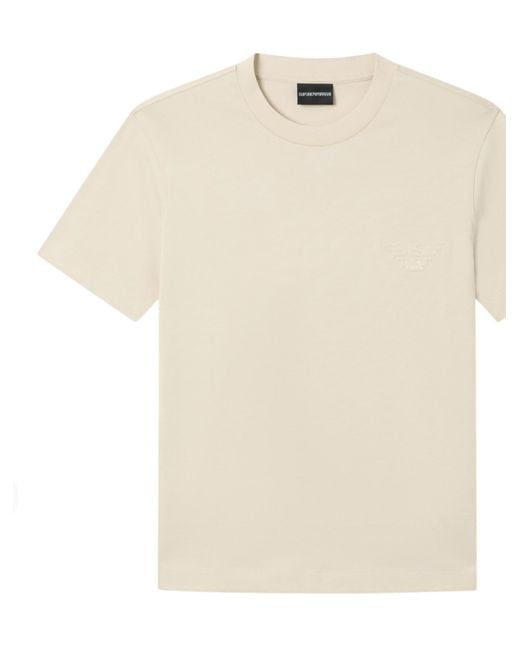 Emporio Armani White Logo-Embroidered T-Shirt for men