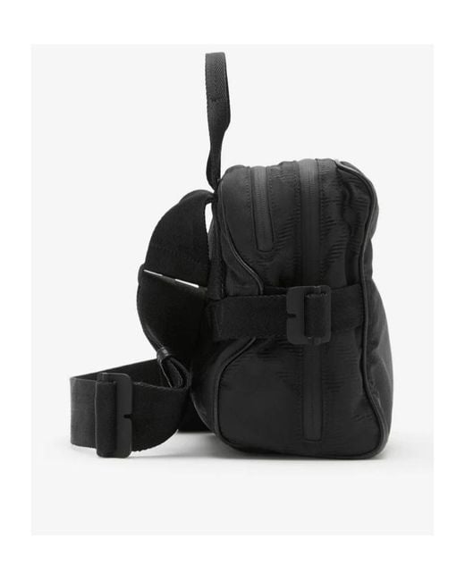 Burberry Black Check-Pattern Zipped Messenger Bag for men