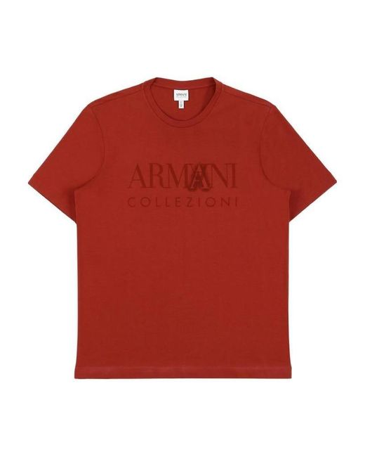 Armani Collezioni Red Logo Printed T-Shirt for men