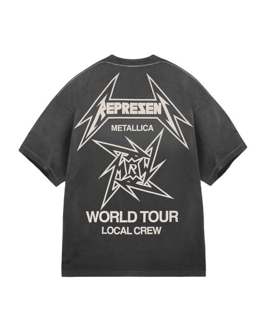Represent Gray X Metallica Tour Crew Neck T-Shirt for men