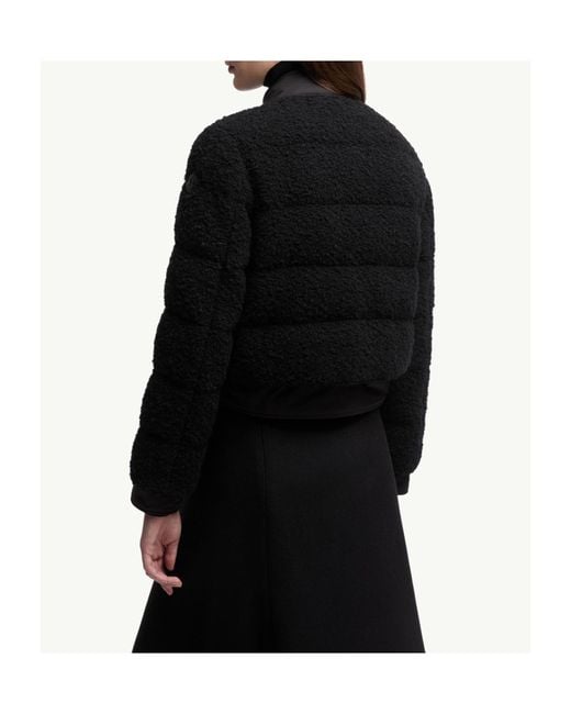 Moncler Black Blandy Wool Blend Bouclé Short Down Jacket