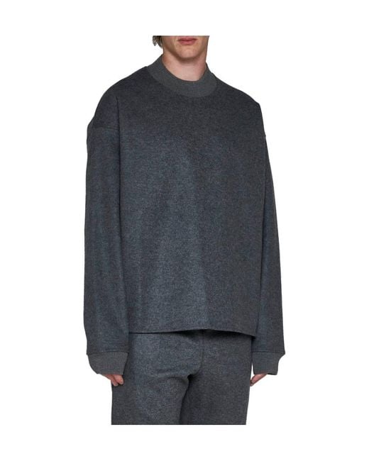 Jil Sander Blue Mock Neck Knitted Jumper for men