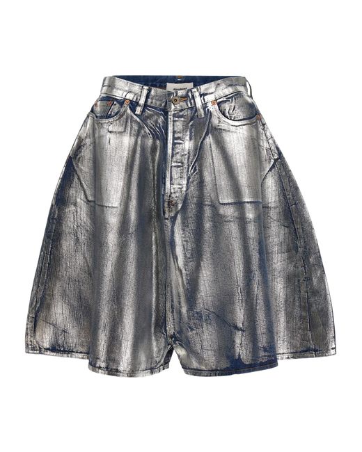 Doublet Gray Denim Shorts With Belt Loops for men