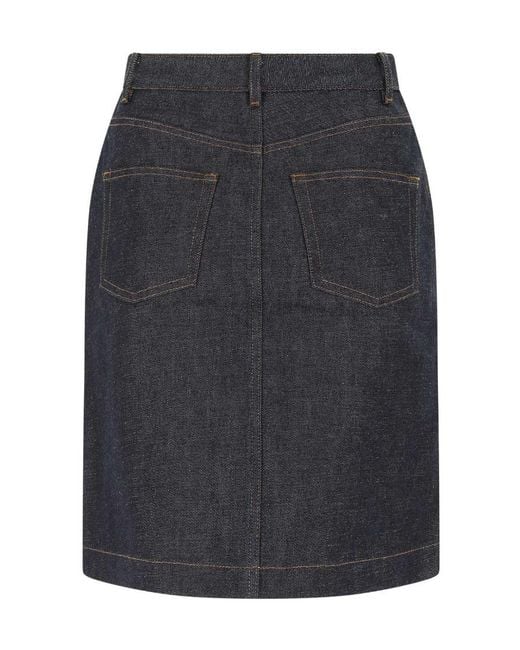 A.P.C. Blue Button-Down Denim Skirt