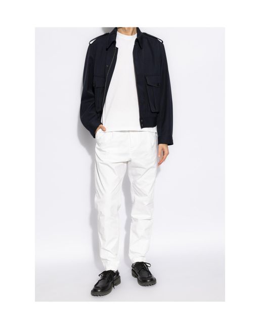 DSquared² White Pleated Cotton Trousers for men