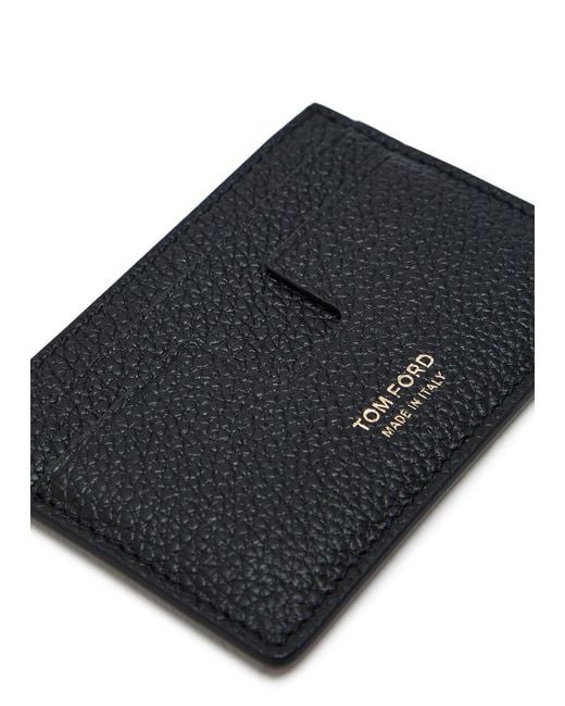 Tom Ford Black Grained Leather Card Holder for men