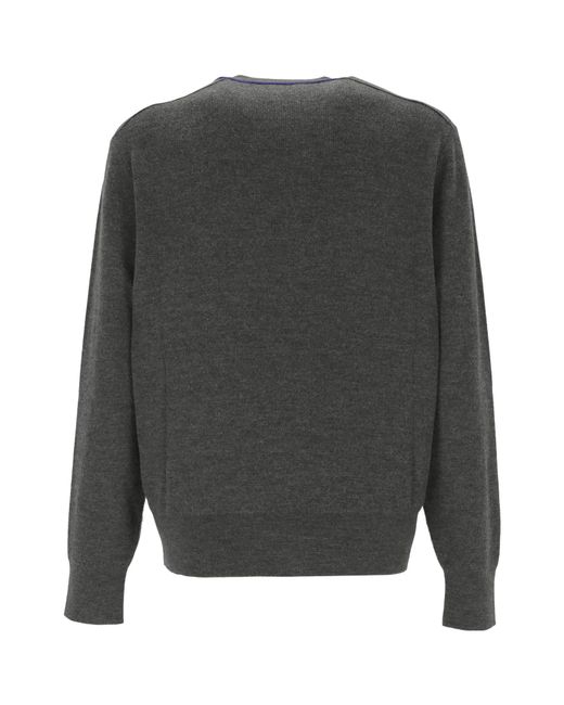 Burberry Gray Equestrian Knight Intarsia-Knit Crewneck Jumper for men