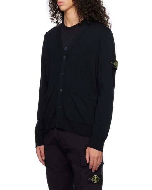 Stone Island Blue Long-Sleeve Knit Cardigan for men