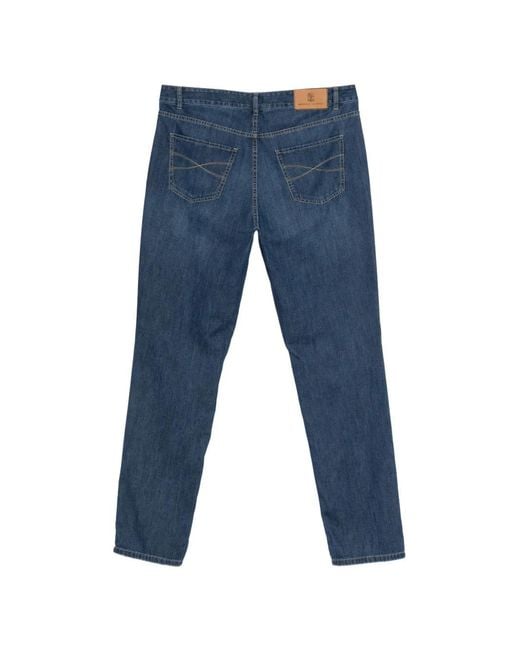 Brunello Cucinelli Blue Regular-Leg High-Rise Jeans