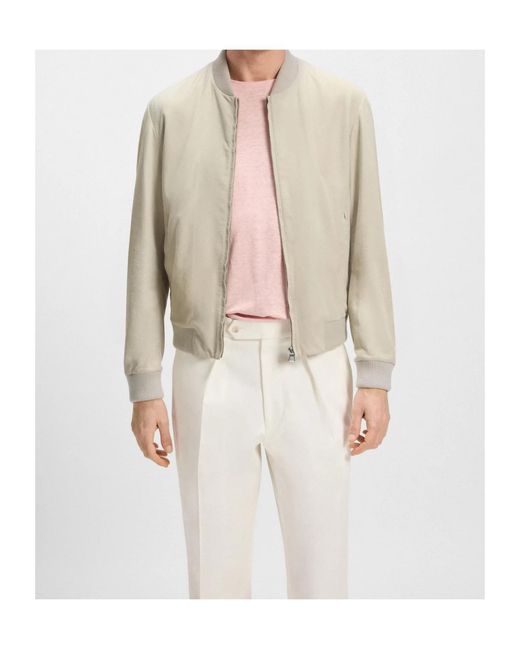Boss White X David Beckham Leather Bomber Jacket for men