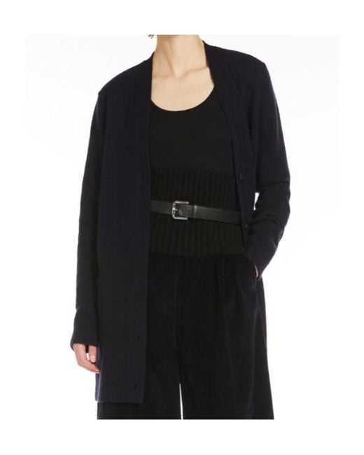 Max Mara Blue Villar V-Neck Long-Sleeved Cardigan