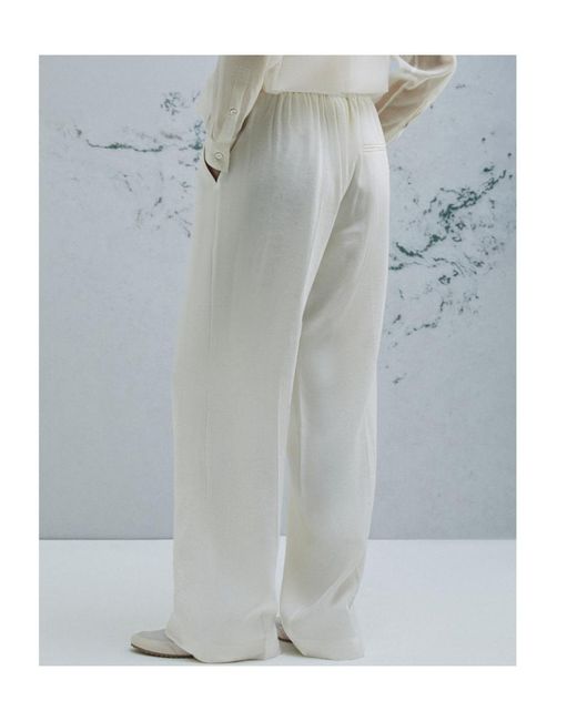 Marella White Linen-Blend Drawstring Trousers