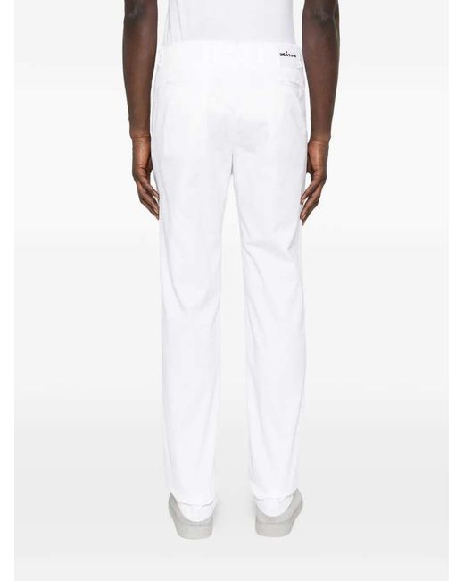 Kiton White Straight Leg Pants for men