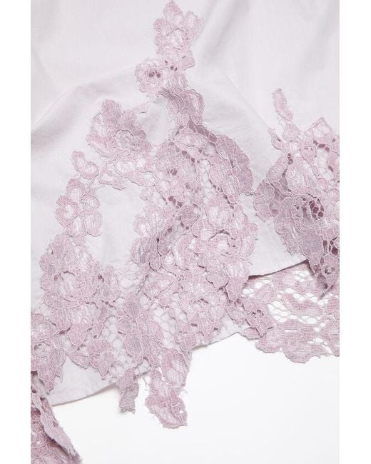 Acne White Floral-Lace Detail Poplin Midi Dress
