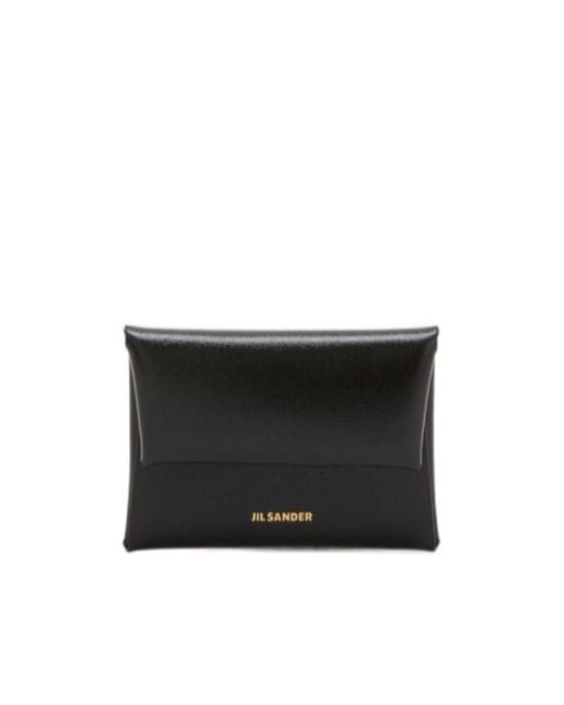 Jil Sander Black Logo Printed Envelope Card Holder