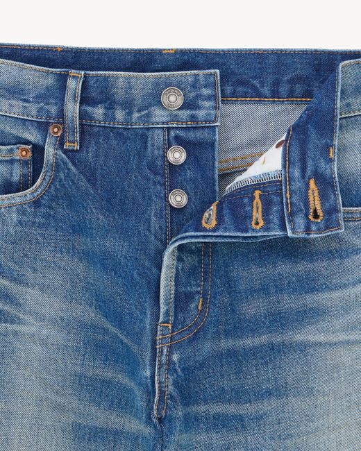 Saint Laurent Blue High Waist Straight Leg Jeans