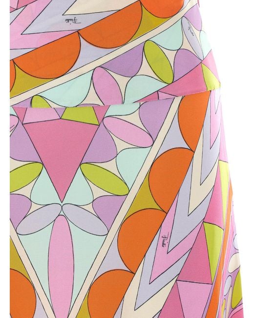 Emilio Pucci White Pucci Geometric Printed Midi Skirt