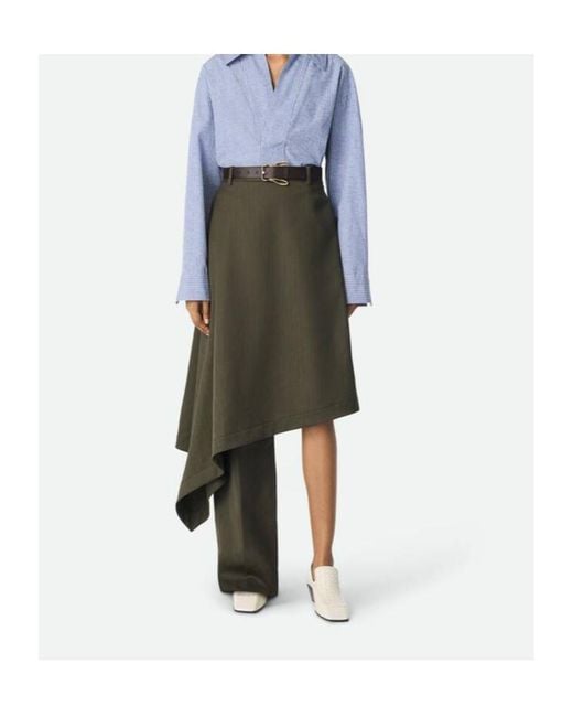 Bottega Veneta Blue Stripe Draped Subtle Skirt