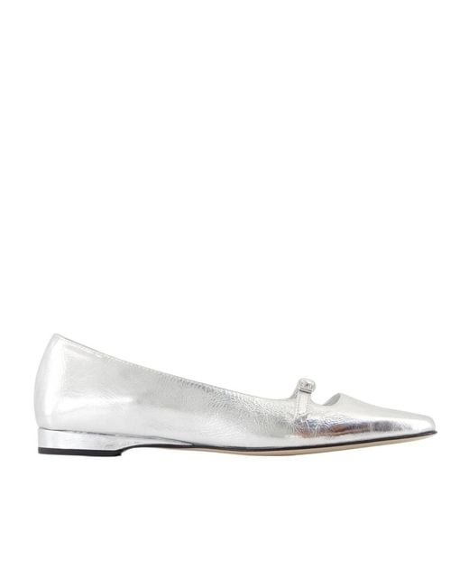 CAREL PARIS White Emilie Pointed Toe Ballerinas