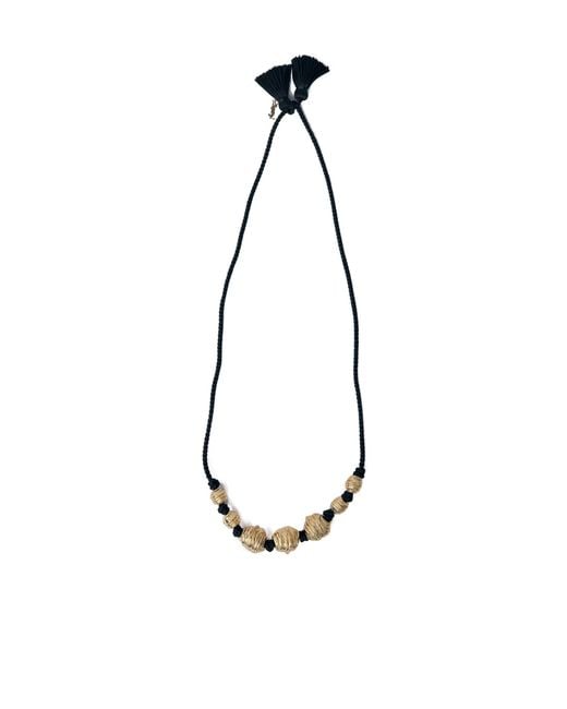 Saint Laurent White Tassel Detailed Braided Strap Necklace