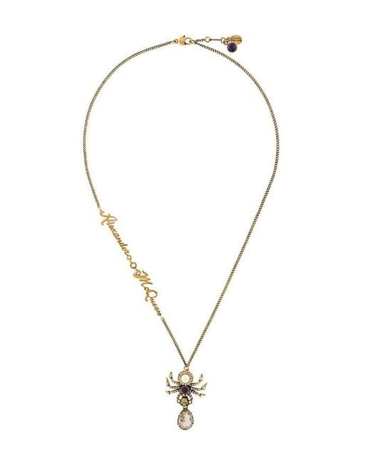 McQueen Natural Spider Skull Pendant Necklace