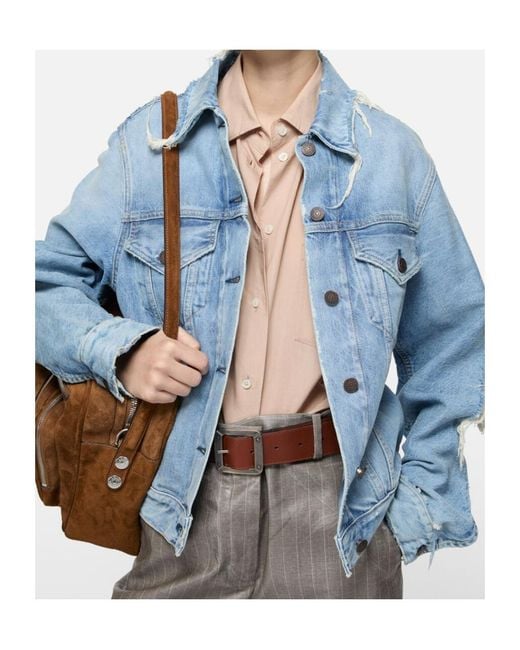 Acne Blue Distressed Denim Jacket