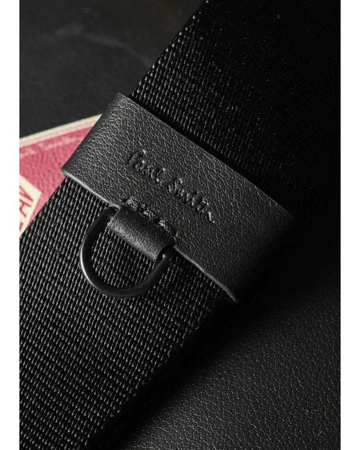 Paul Smith Black Hotel Stickers Zip-Up Briefcase for men