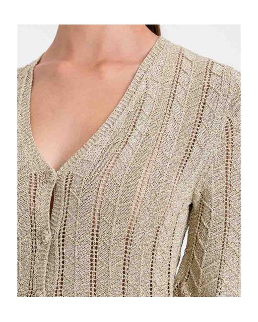 Twinset Natural Pointelle-Knit Chevron-Pattern Sweater